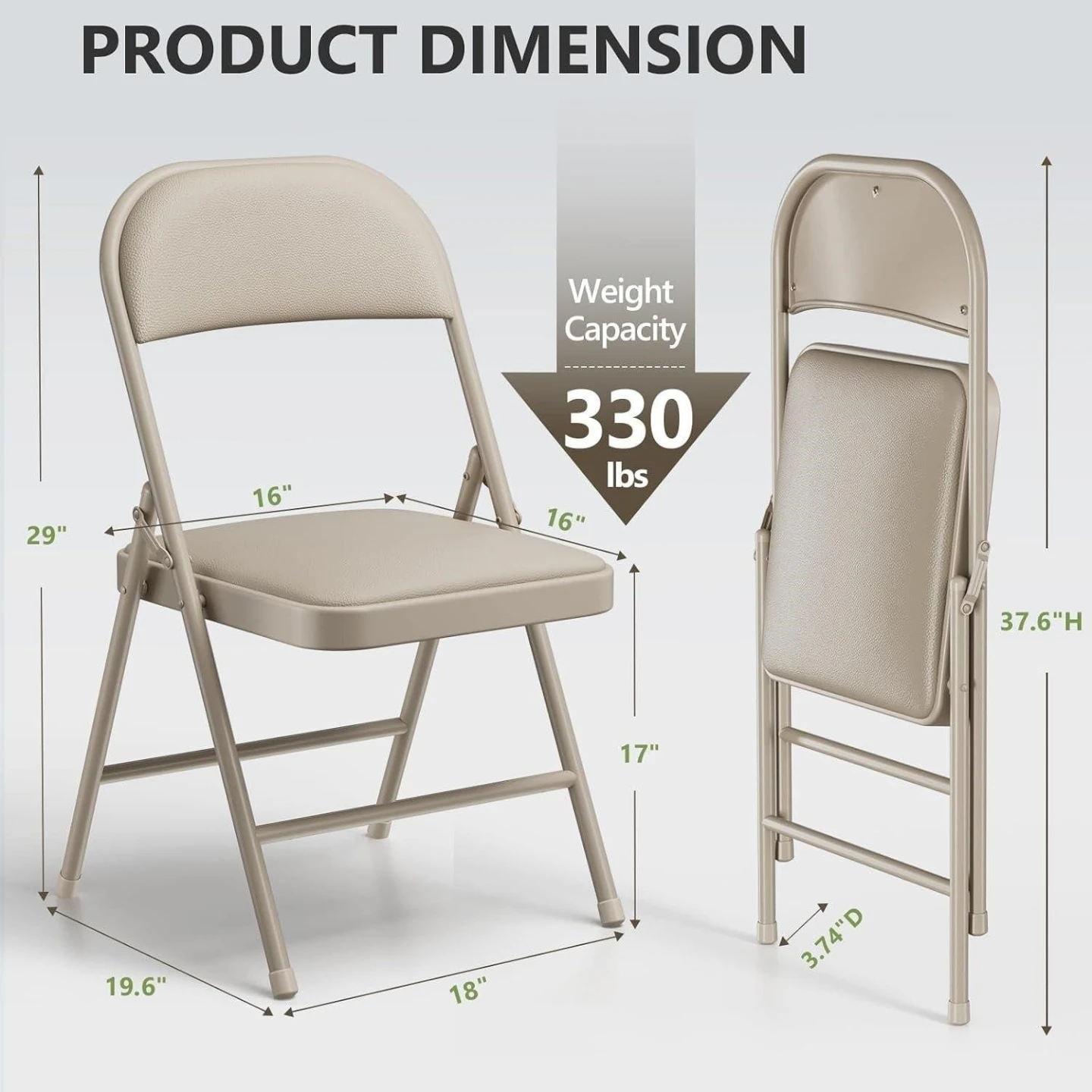 Space-saving folding chair in beige