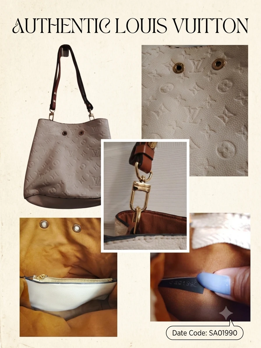 Authentic Louis Vuitton NéoNoé (Cream Empreinte Leather)