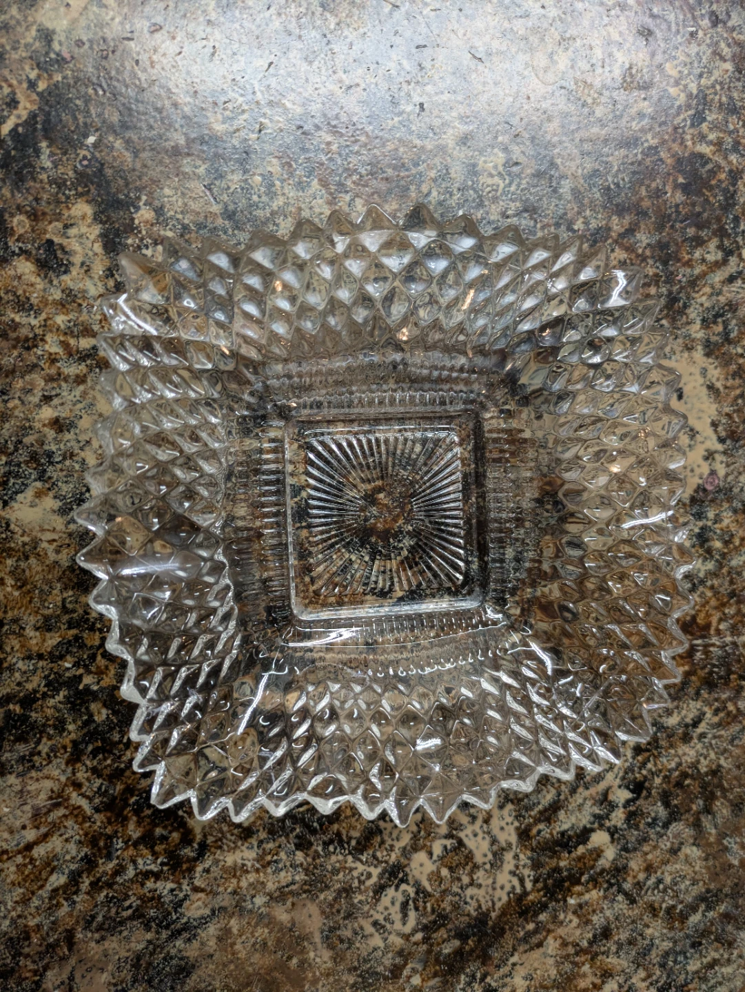 Vintage Clear Glass Diamond Pattern Dish - photo 2