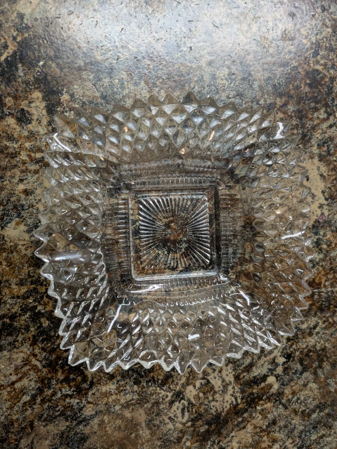 Vintage Clear Glass Diamond Pattern Dish - photo 2