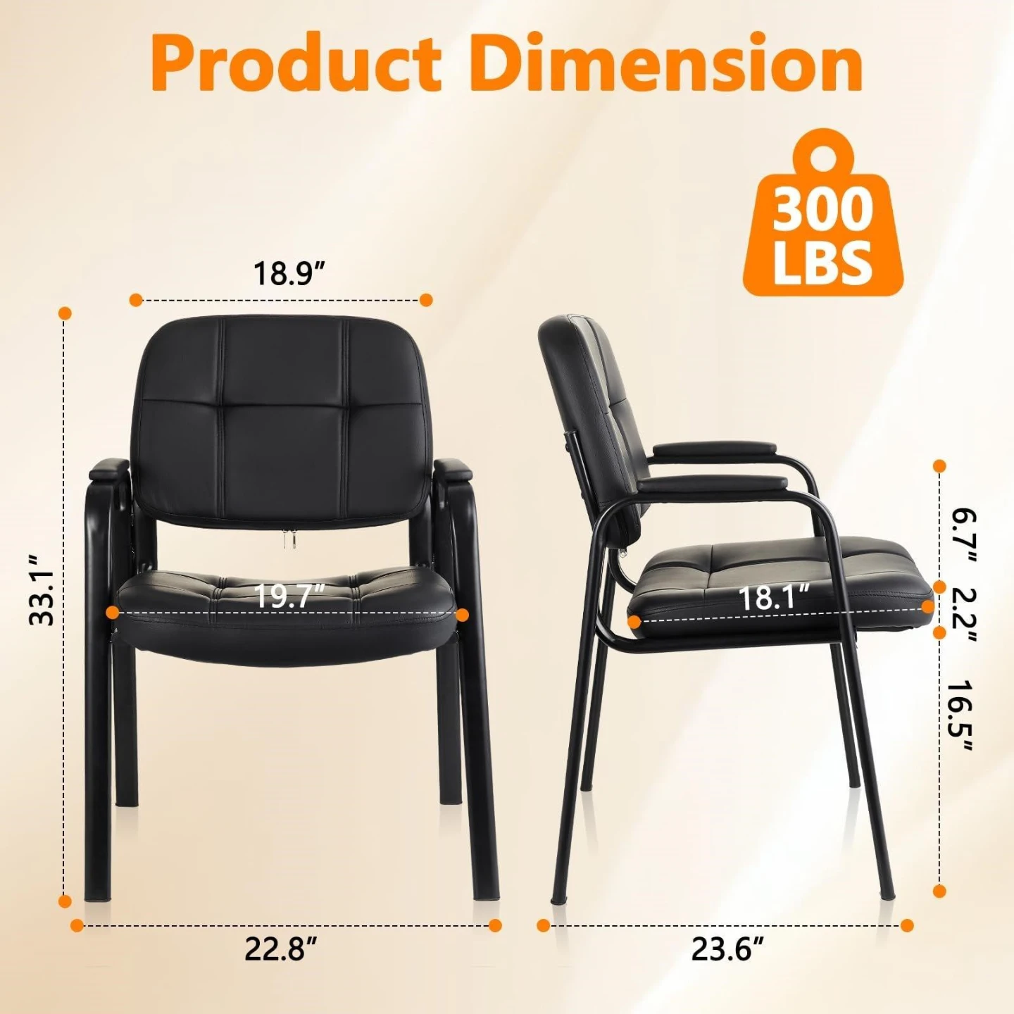 Black Padded Office Guest Chair - photo 2