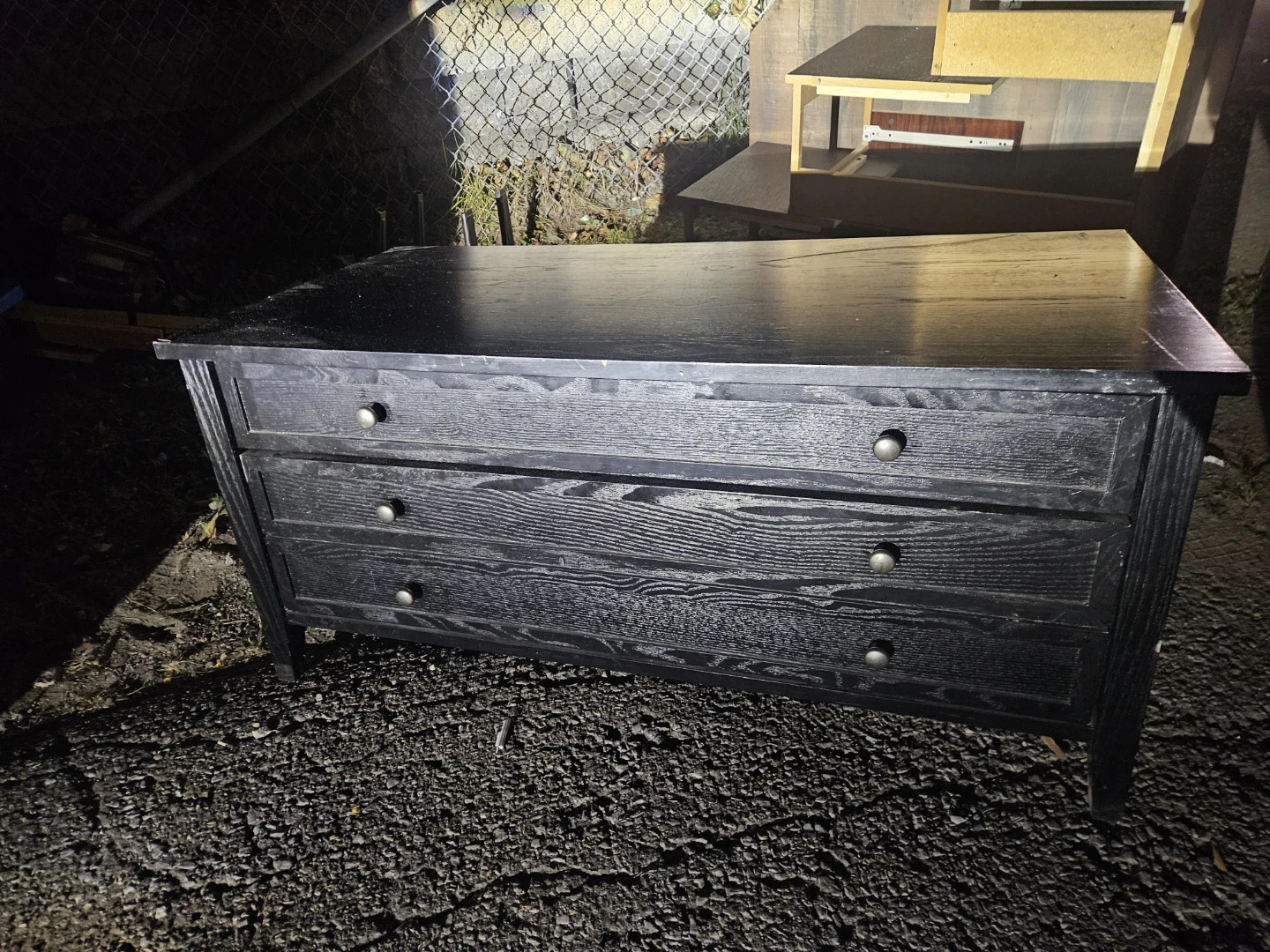 Black wooden dresser with two drawers