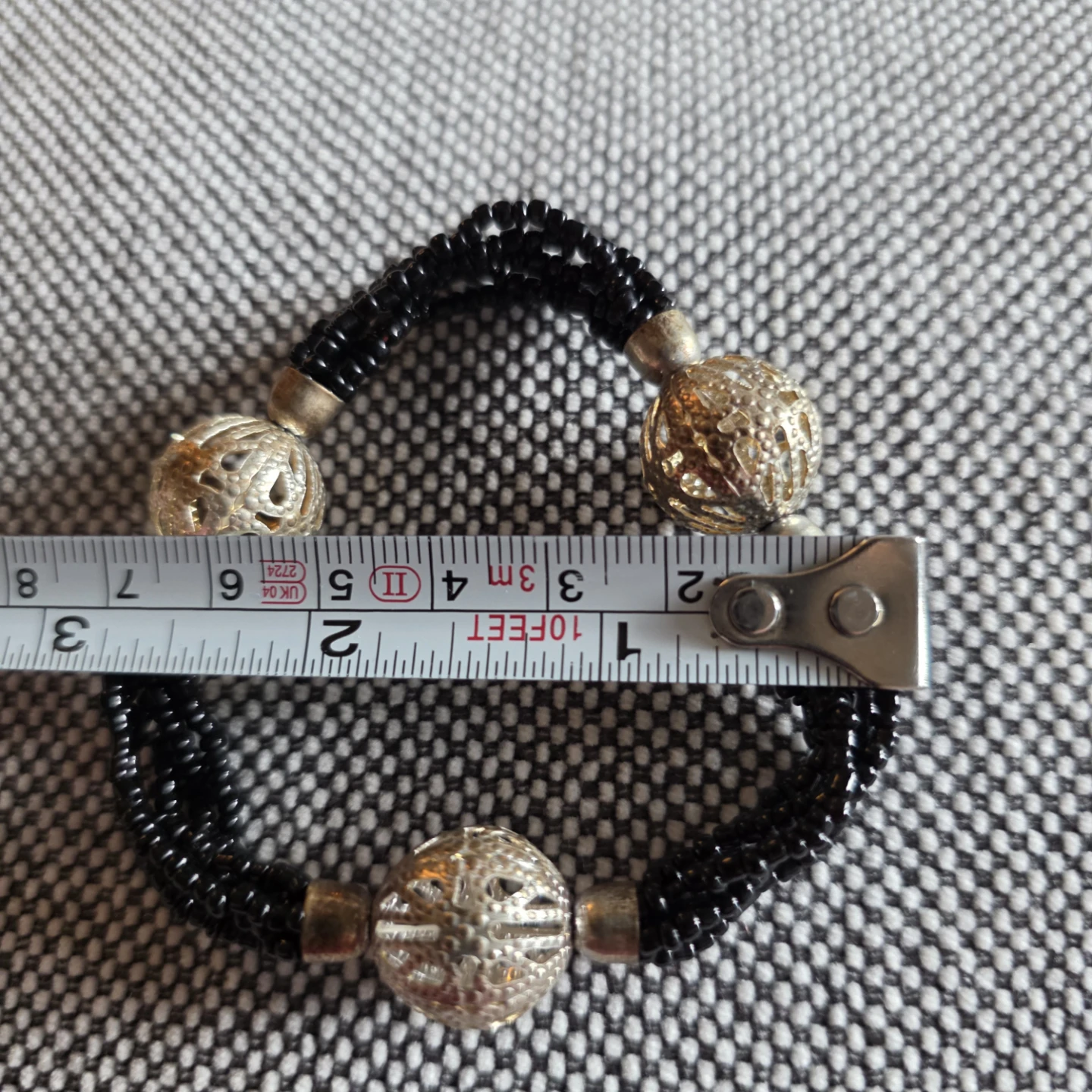 Black Beaded Bracelet with Filigree Orbs - photo 4