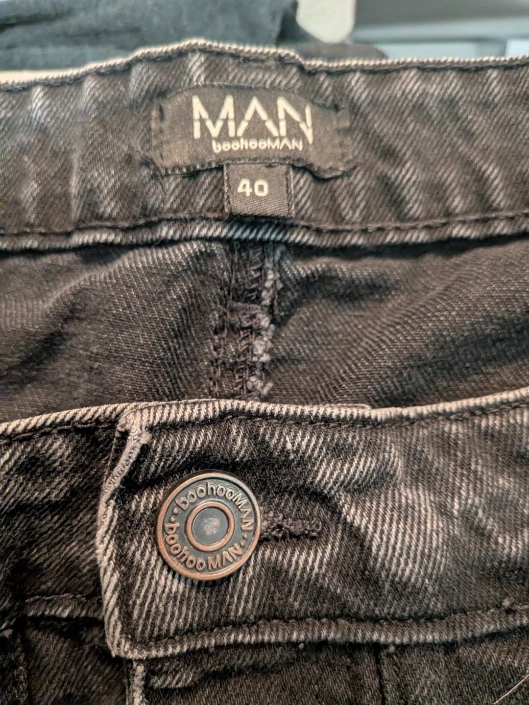 boohooMAN Black Denim Cargo Jeans Size 40 - photo 2