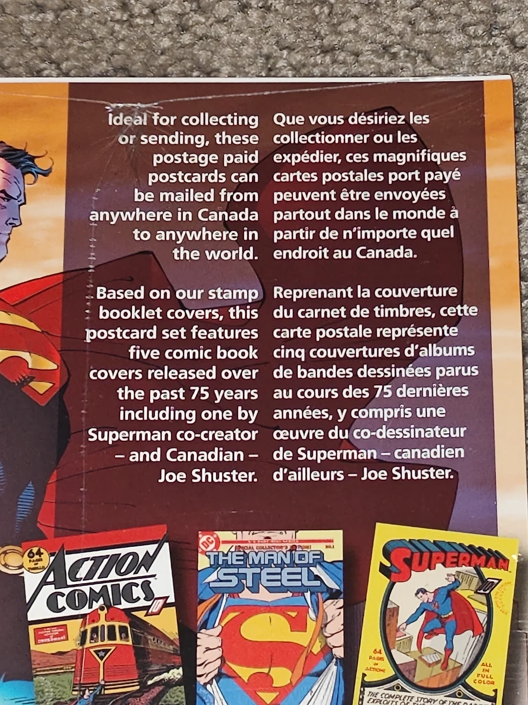 Postcard Set Sealed Superman Comics 75th Anniversary Canada Post - photo 3