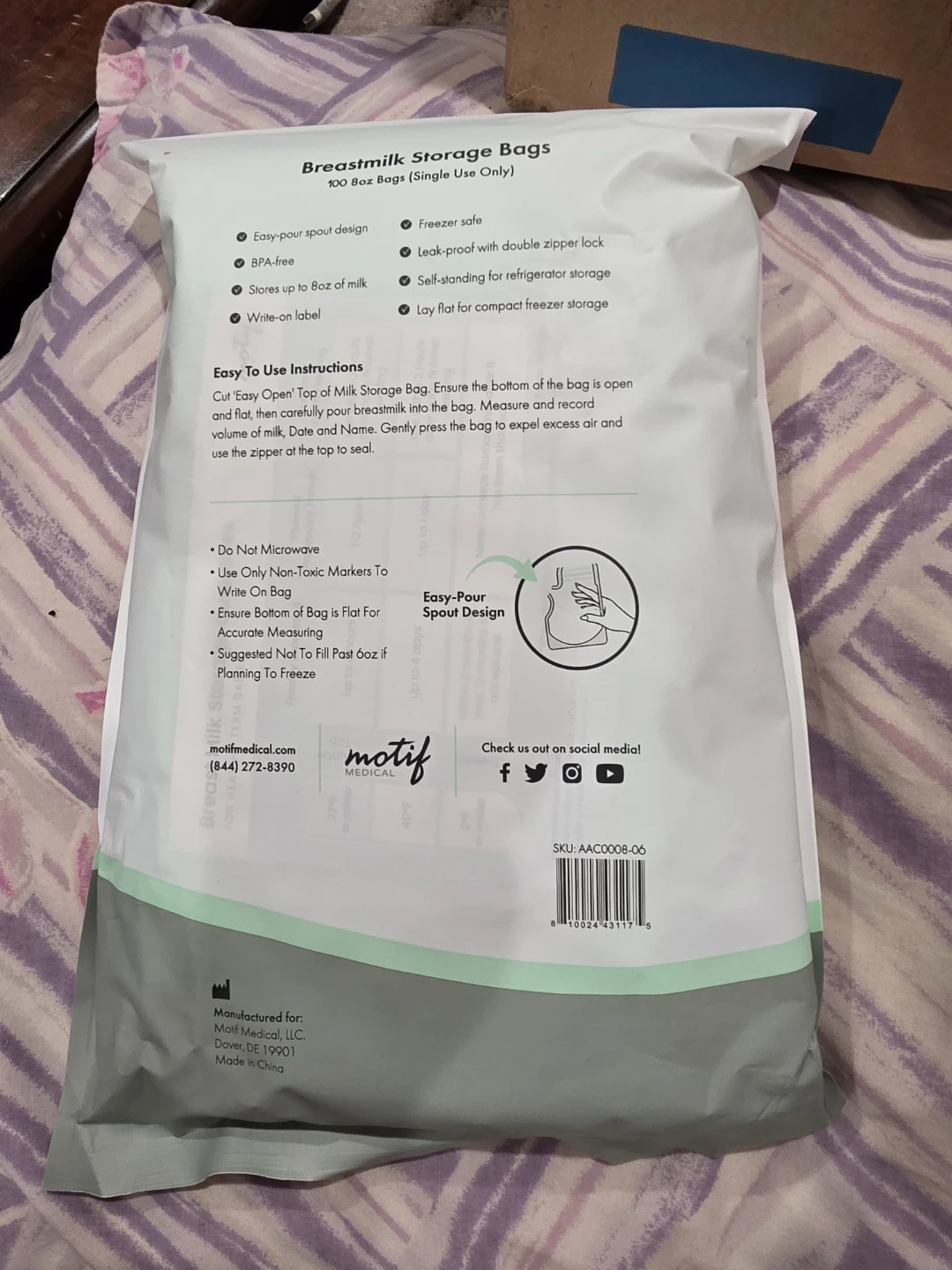 Motif Medical Breastmilk Storage Bags - 100 Count - photo 2