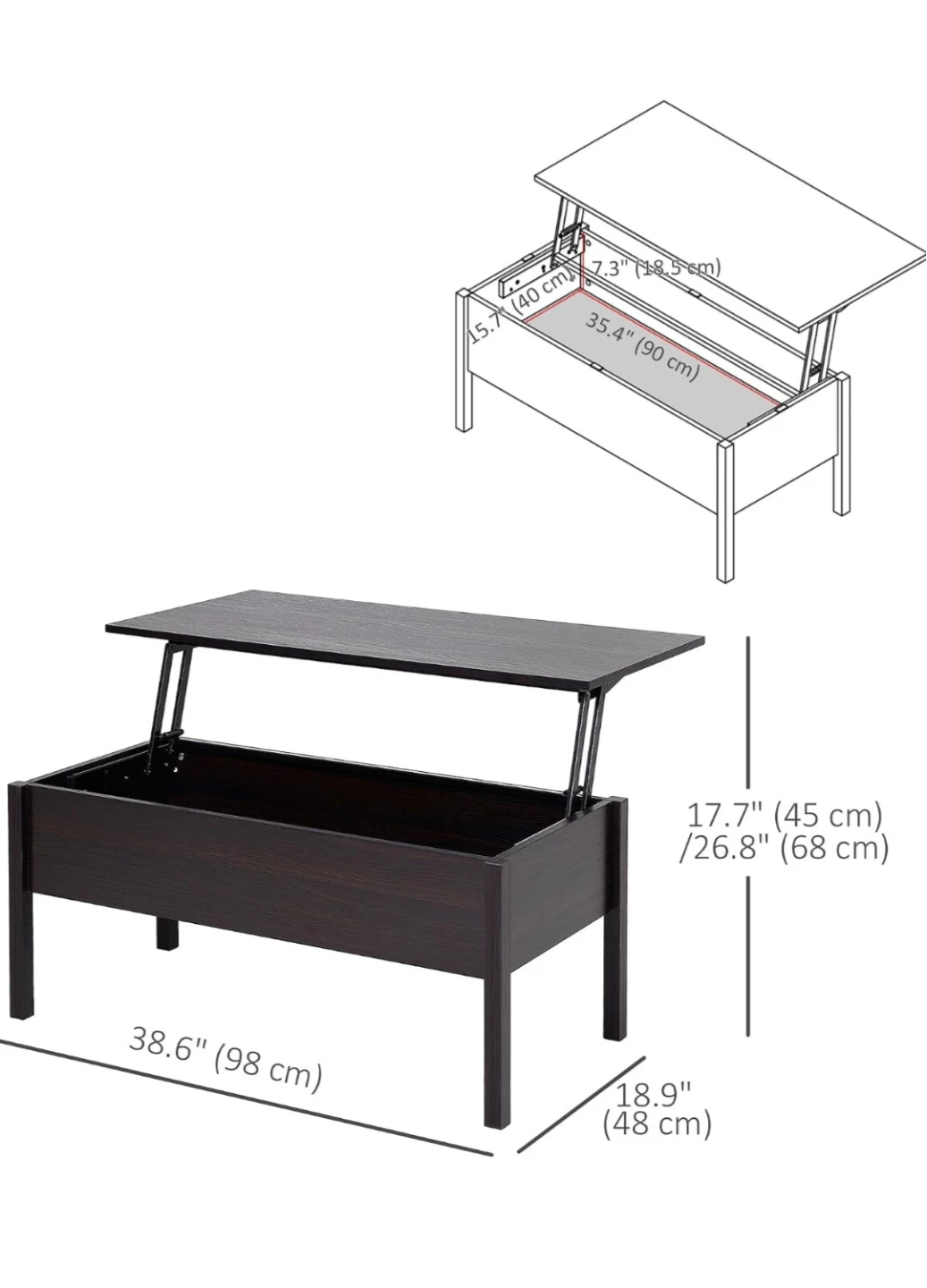 Lift-Top Coffee Table with Hidden Storage – Excellent Condition - photo 4