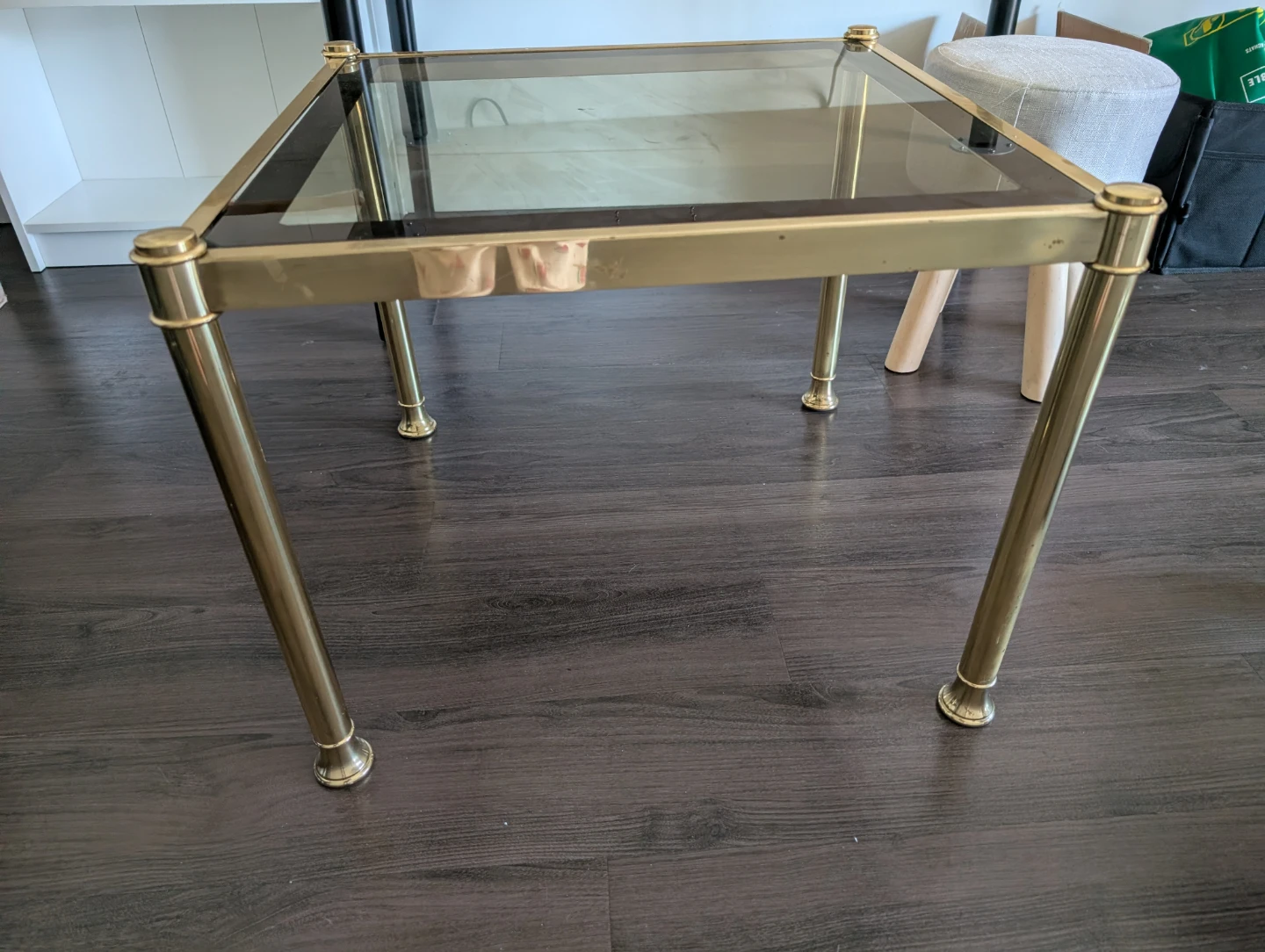 Vintage Brass and Smoked Glass Side Table - photo 3