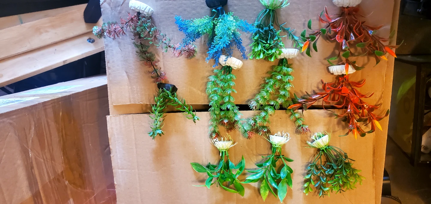 Assorted artificial aquarium plants
