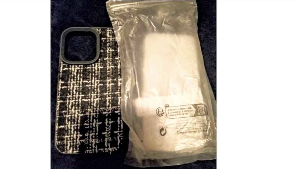 Brand New Tweed Fabric iPhone 14 Pro Case - Black & White - photo 3