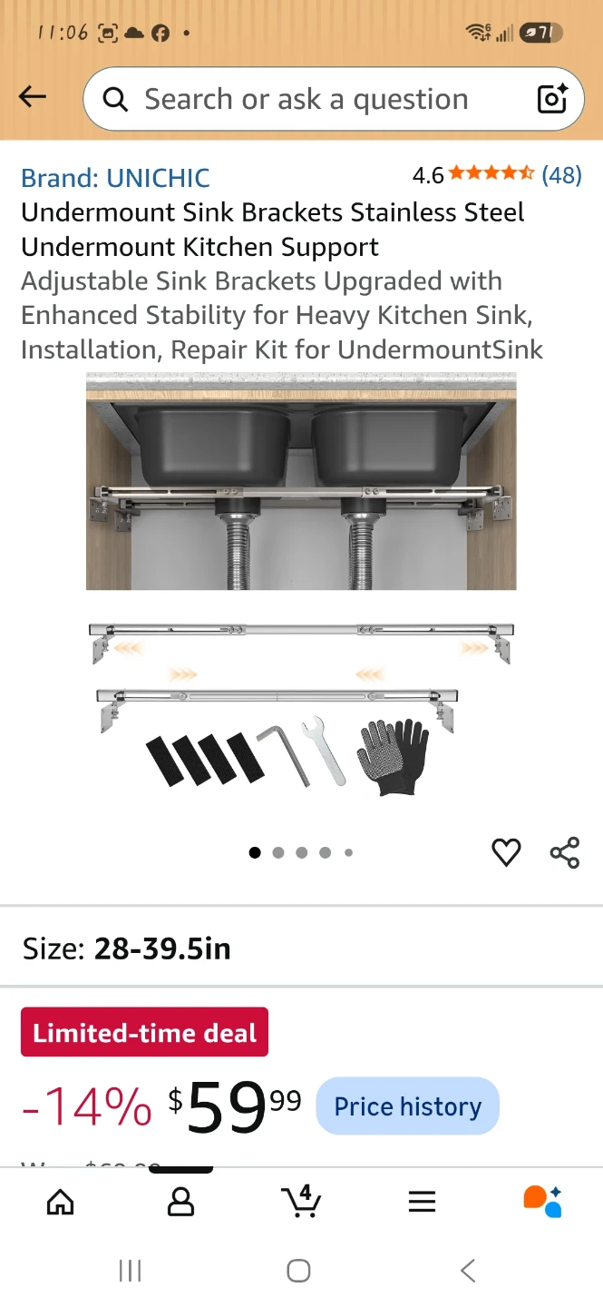 Adjustable Undermount Sink Brackets