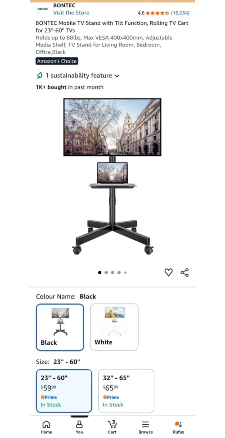 BONTEC Mobile TV Stand for 23-60 inch TVs - photo 2