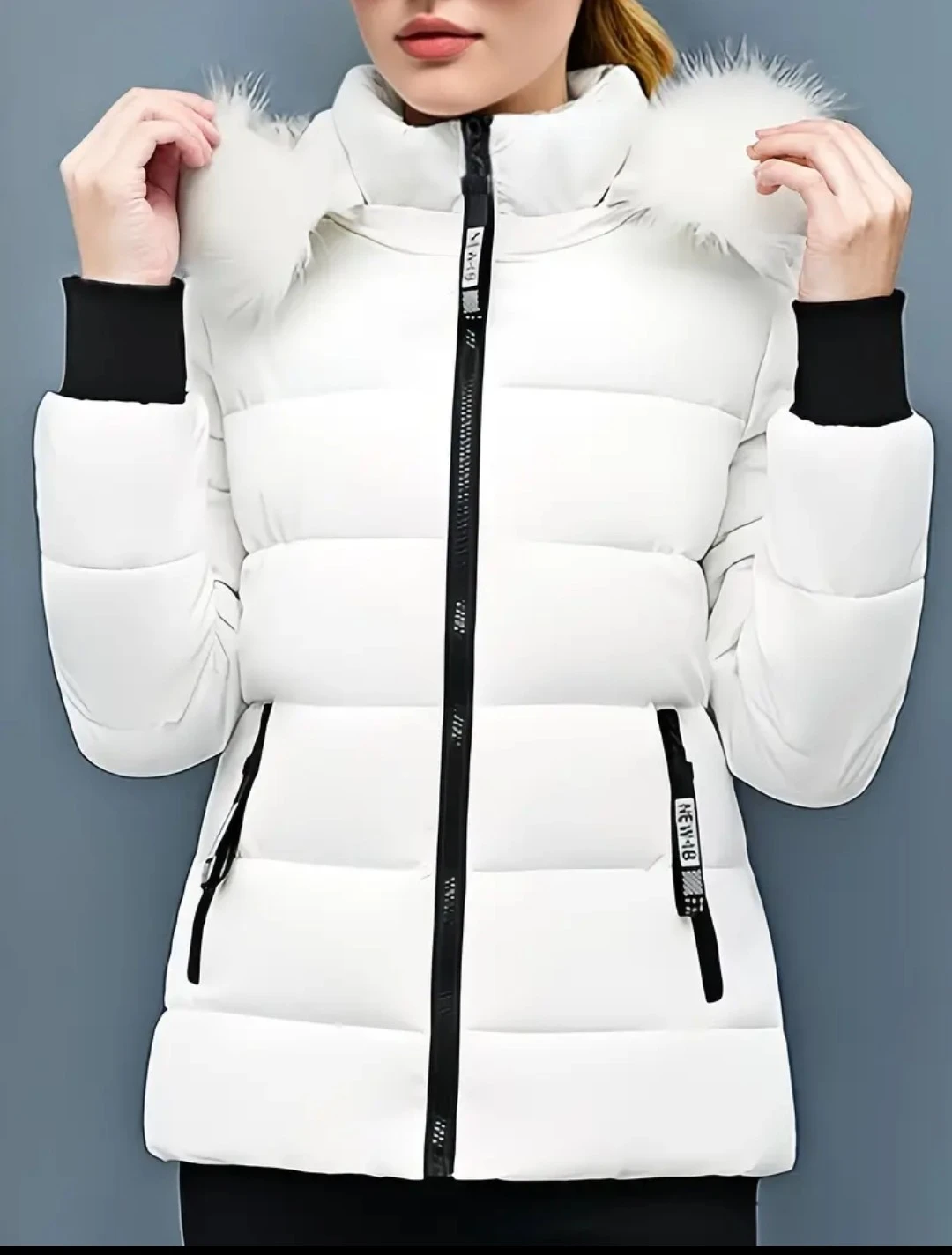 White winter puffer jacket