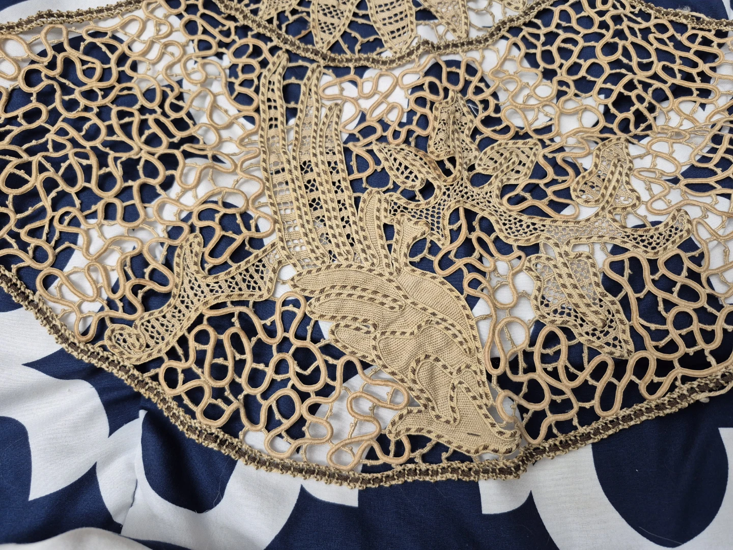 Vintage handmade Beige Lace Doily Table Mat