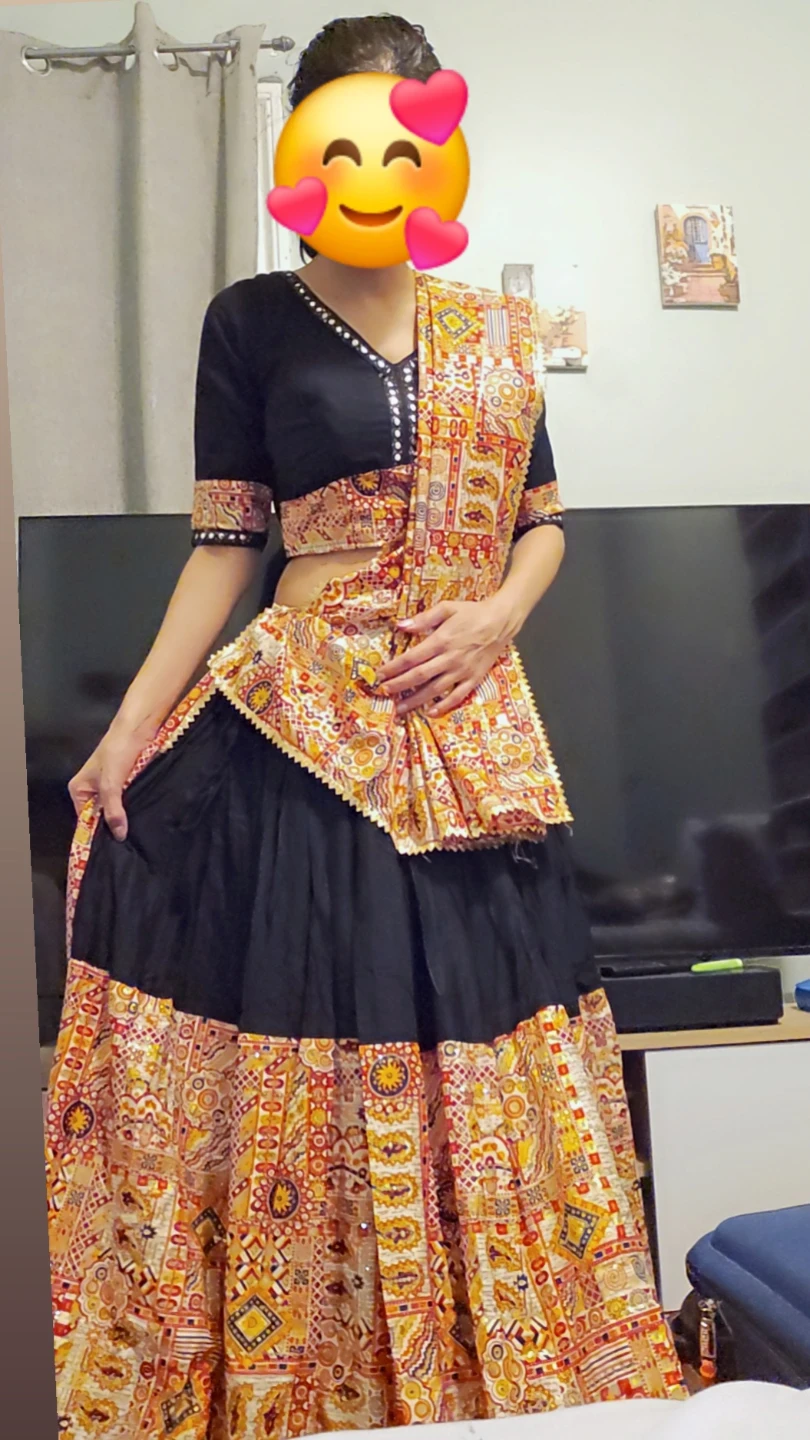 Black and patterned Navratri Chaniya Choli set