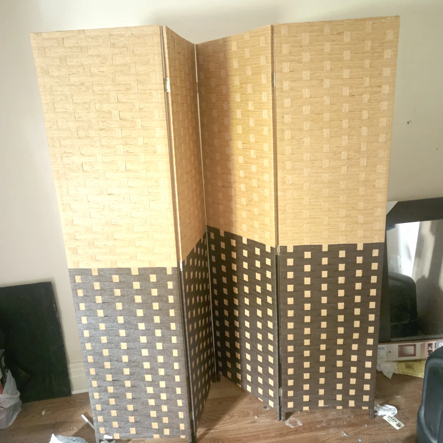 Four-Panel Woven Room Divider