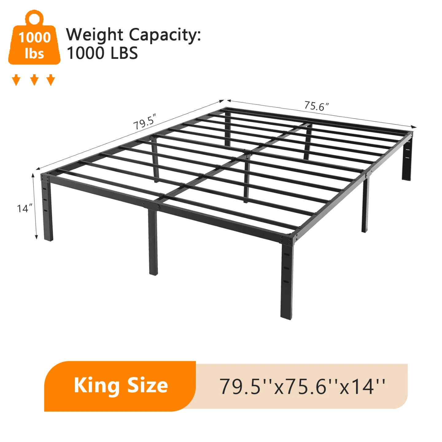 King Size Metal Bed Frame Platform - photo 3
