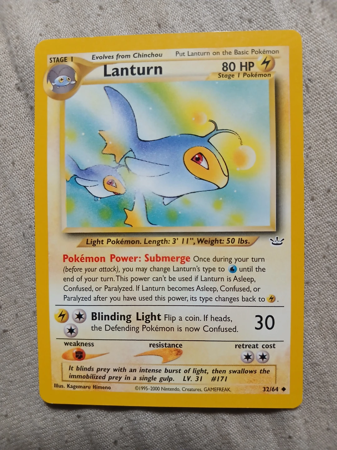 Lanturn 32/64 1995-2000 Pokémon Card
