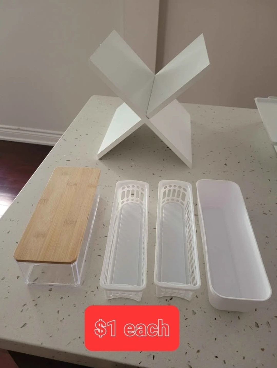 $1 each Home Organization Bins and Rack