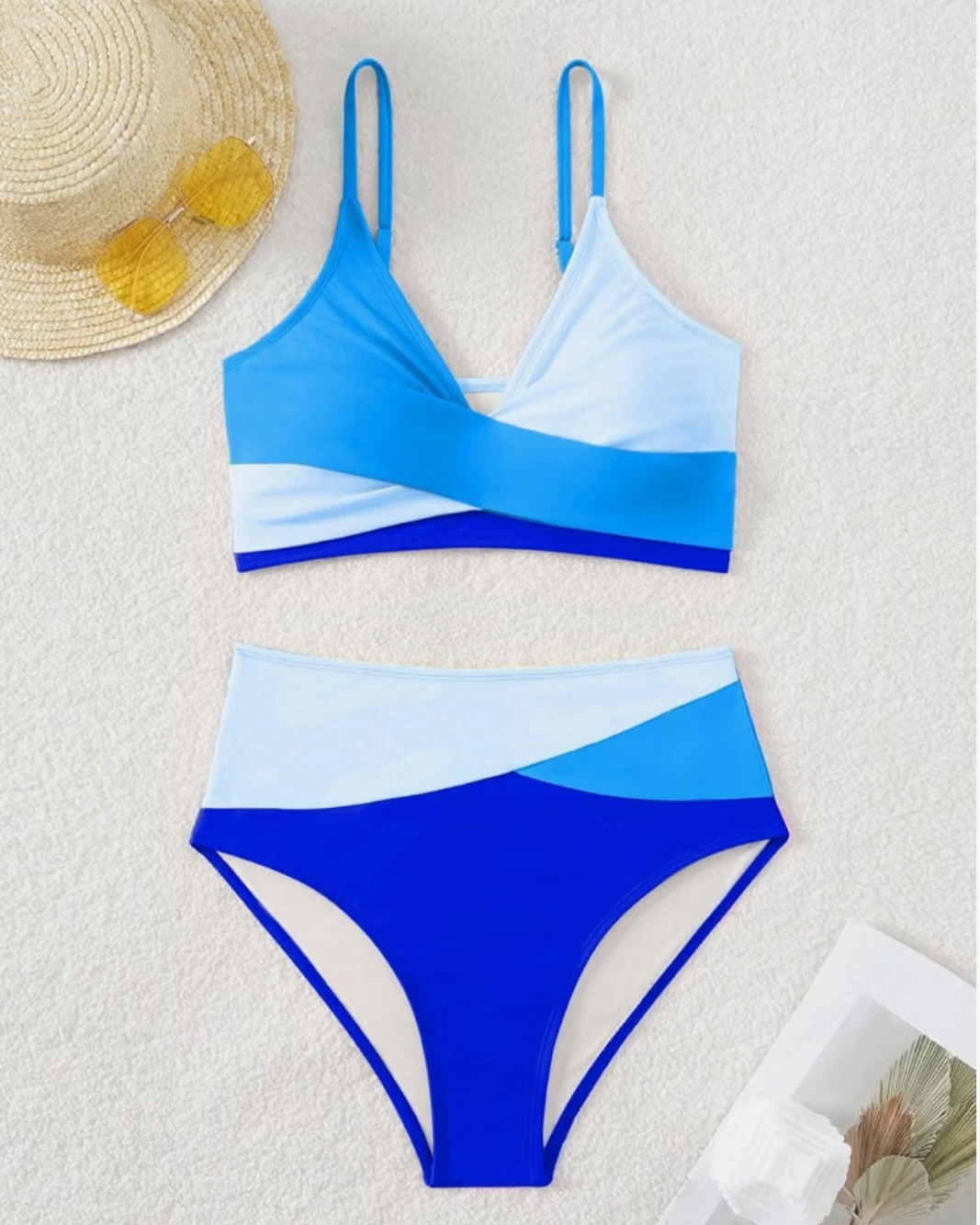 New Large Blue Colourblock High-Waist Bikini - photo 4