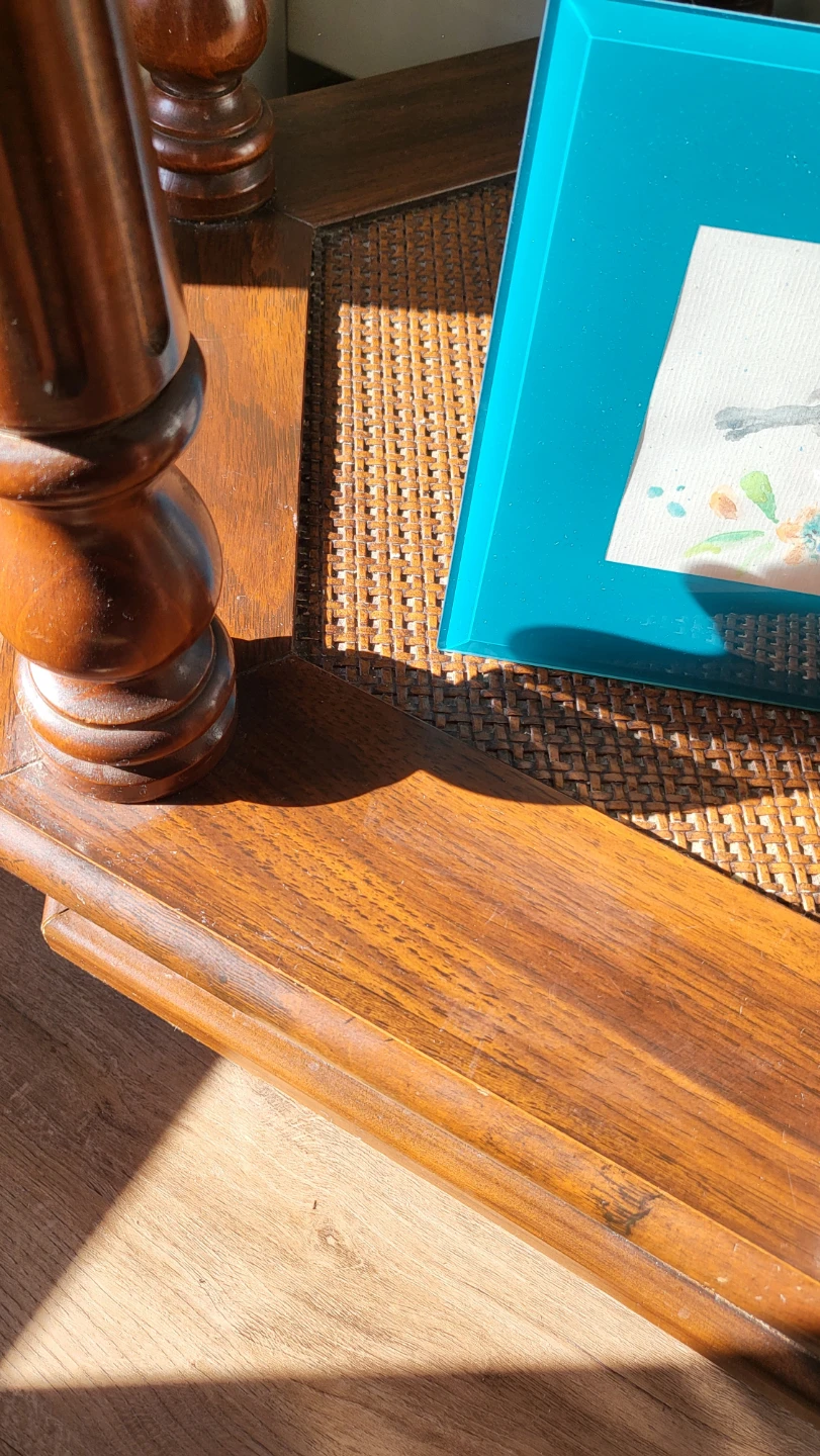 Hexagon side table with glass inlay top - photo 3