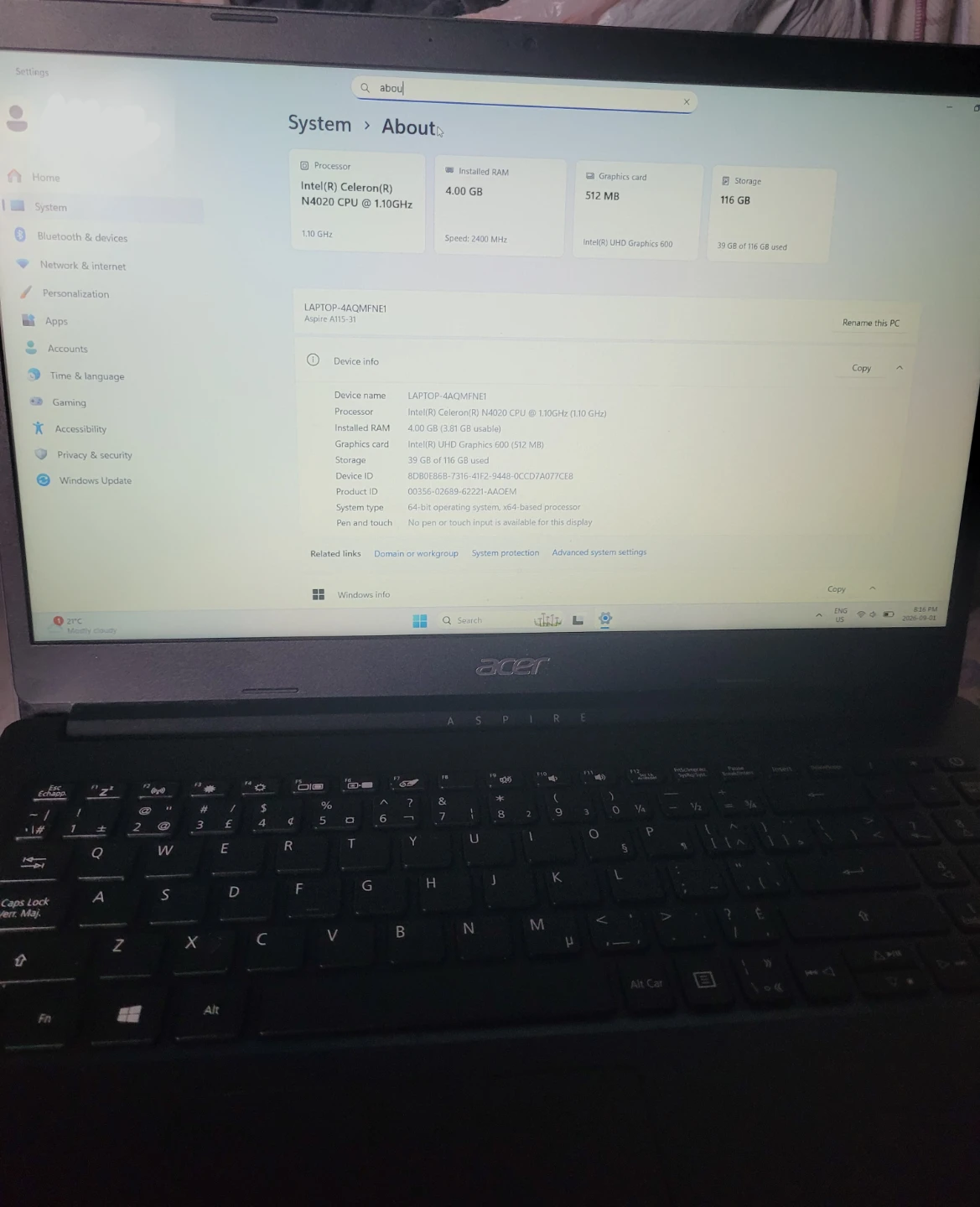 Acer Aspire A115-31 Laptop - photo 3