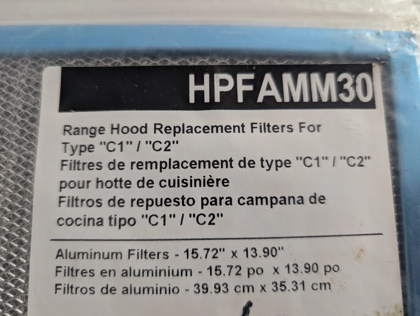 Range Hood Replacement Filter HPFAMM30