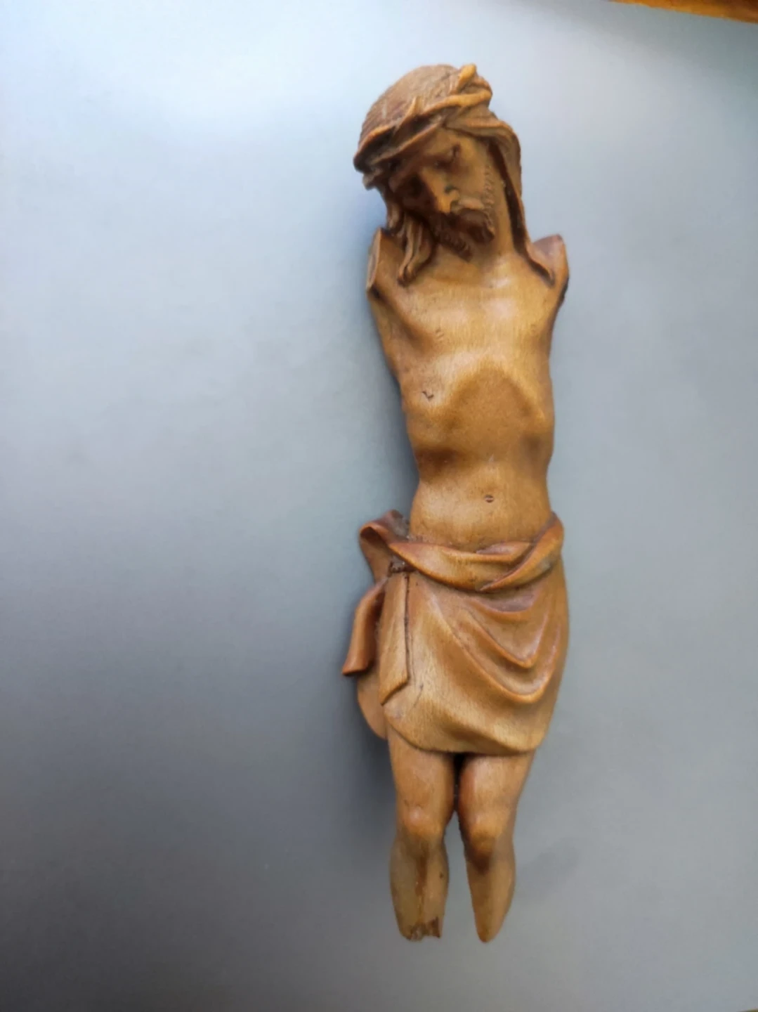 Small Hand Carved Wood Corpus Jesus Figure