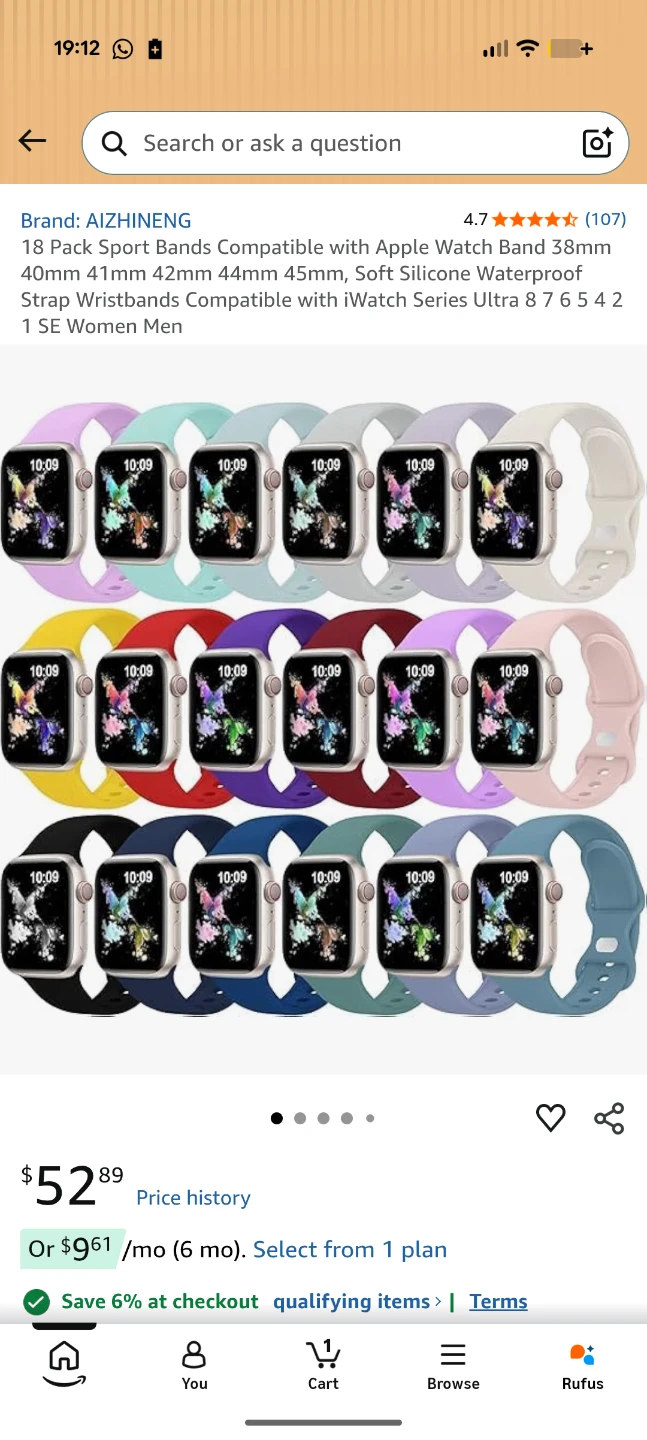 18 Pack Sport Bands Compatible with Apple Watch