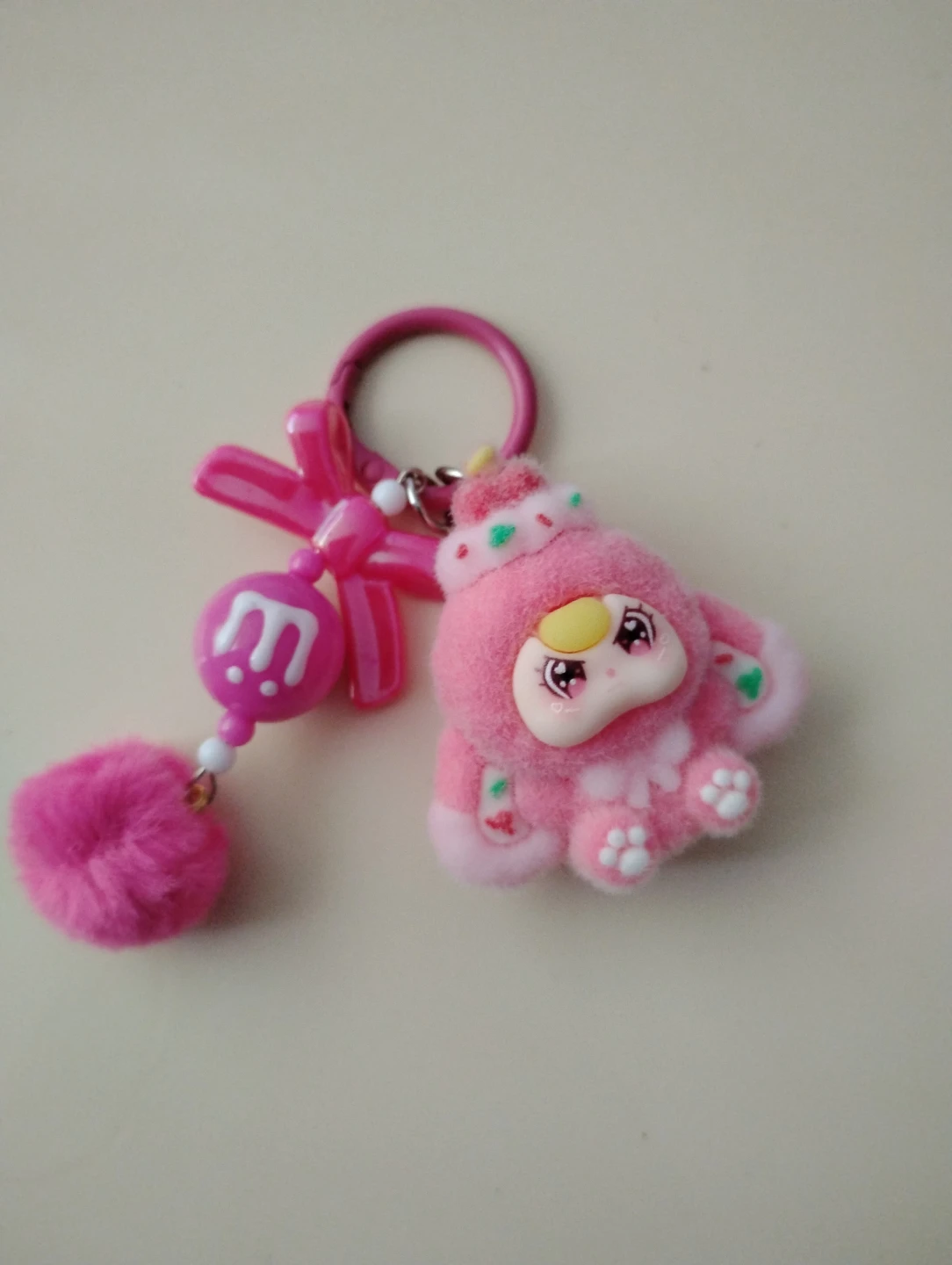 Pink Kawaii Plush Keychain - photo 3