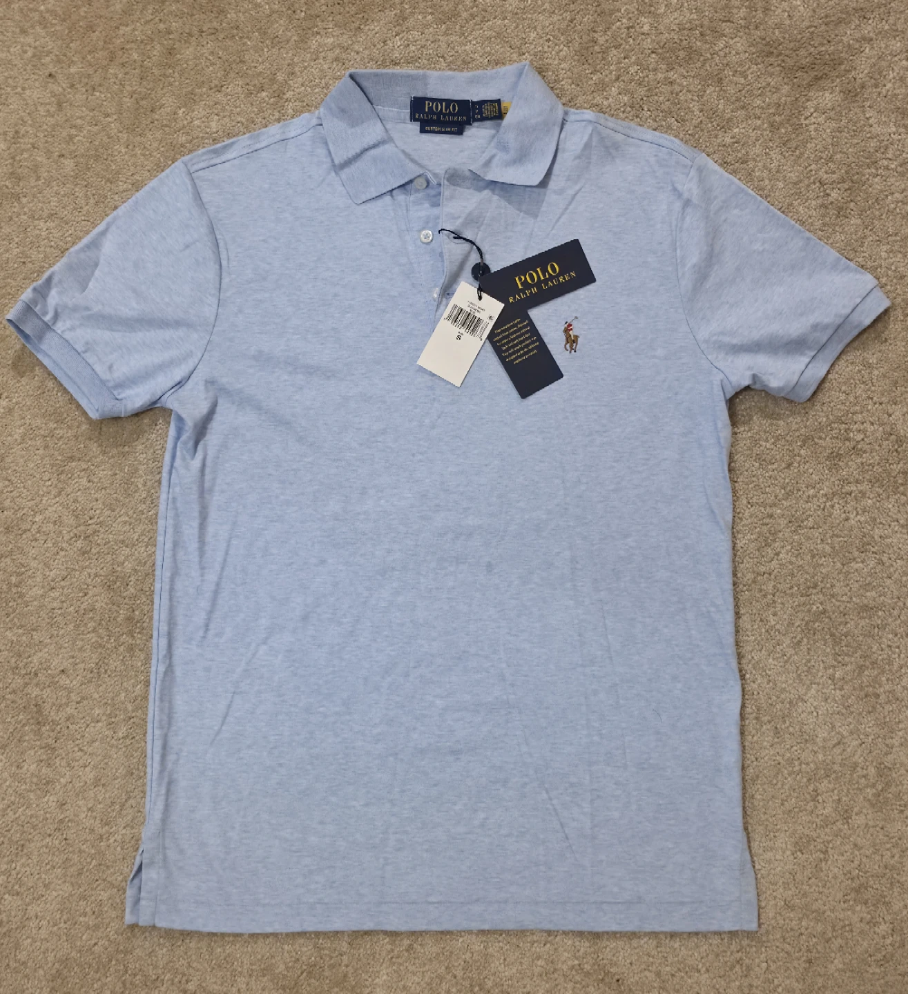 Polo Ralph Lauren Custom Slim Fit Polo Shirt Light Blue