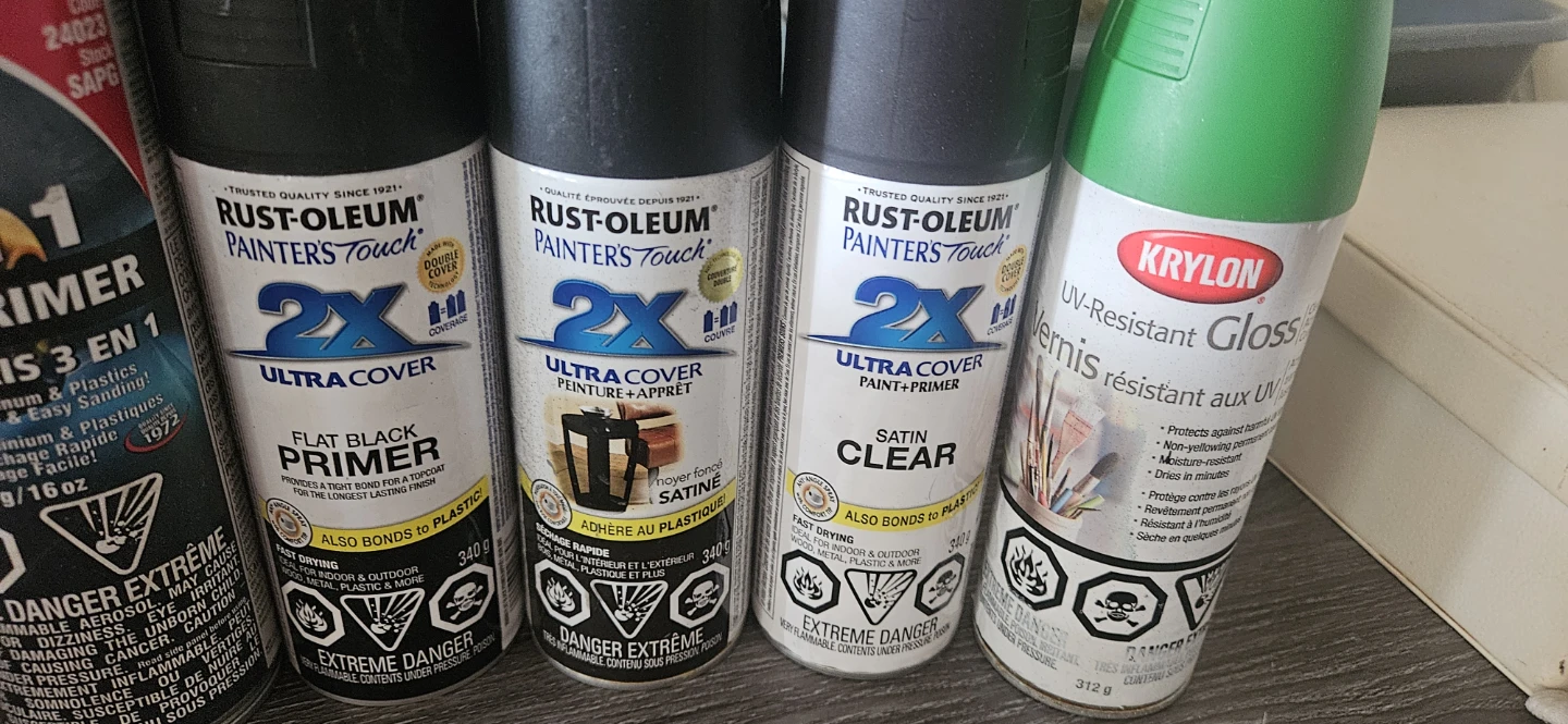 Assorted Paint and Primer Spray Cans