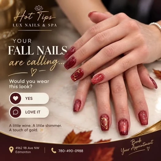 🍁 Fall Nail Special at Hot Tips Lux Nails & Spa! ✨
