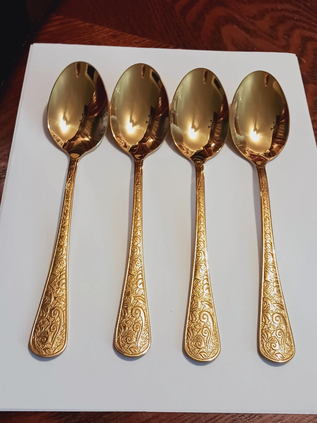 Set of 4 × Gold Plated Decorative Large Spoons - photo 3