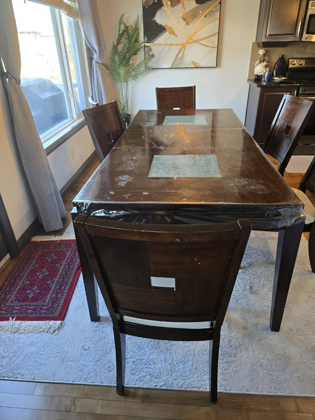Dark Wood Dining Table and Chairs Set - photo 2