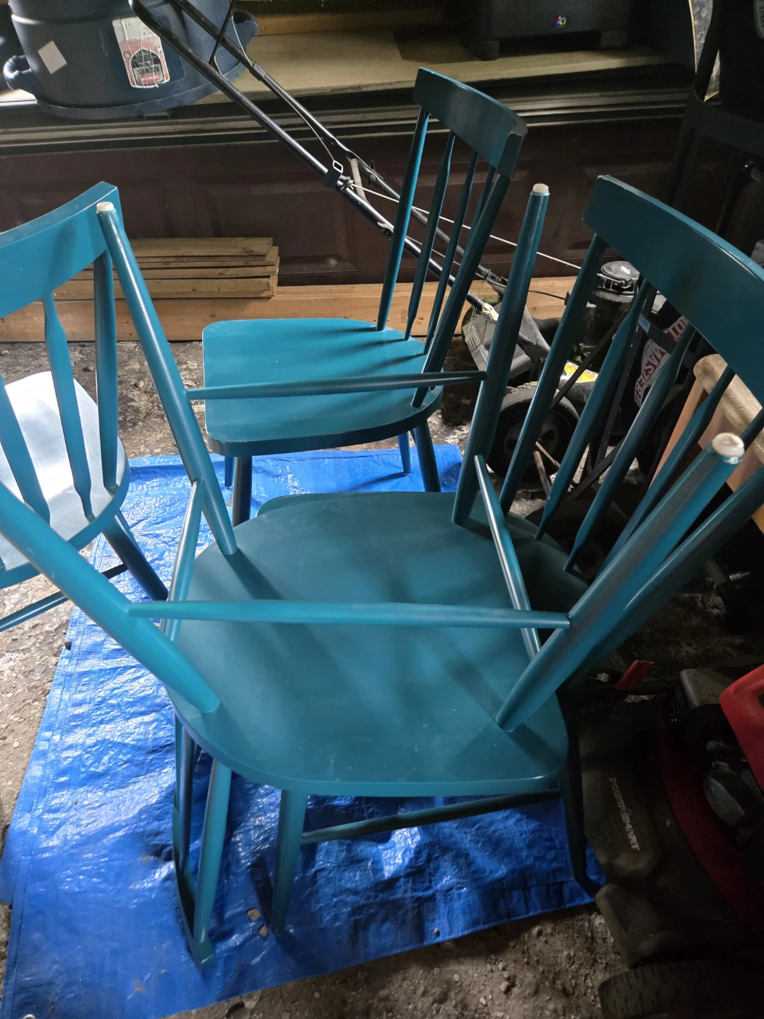 Set of 4 Teal Windsor-Style Dining Chairs - photo 3