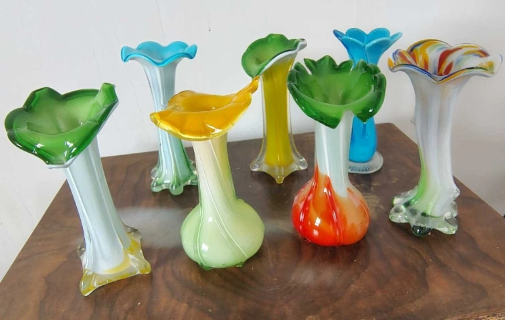 Set of 7 Vintage Art Glass Bud Vases