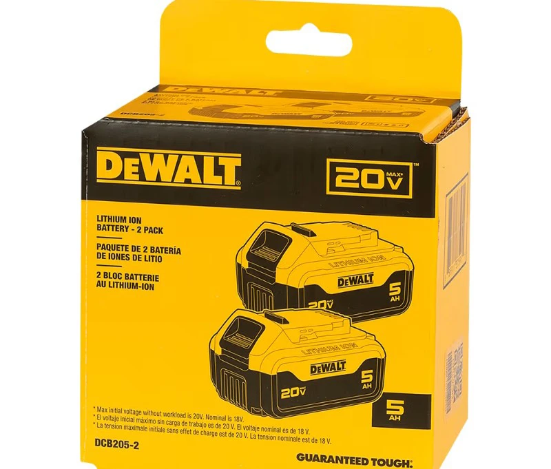 DeWalt 20V MAX 5Ah Lithium Ion Battery 2 Pack