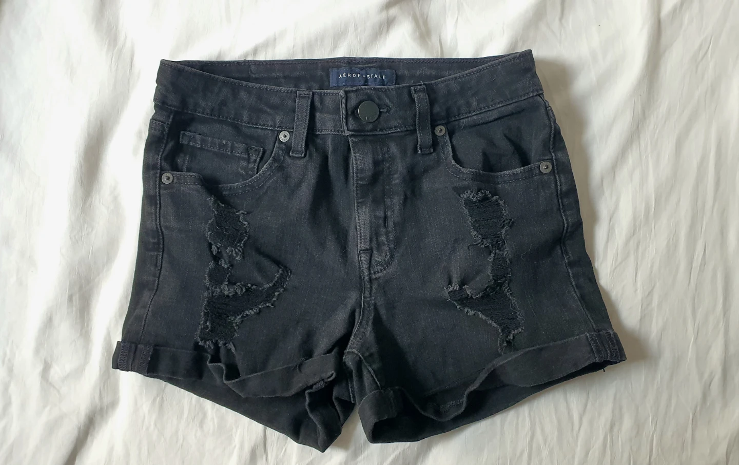 High-Rise Midi Jean Shorts