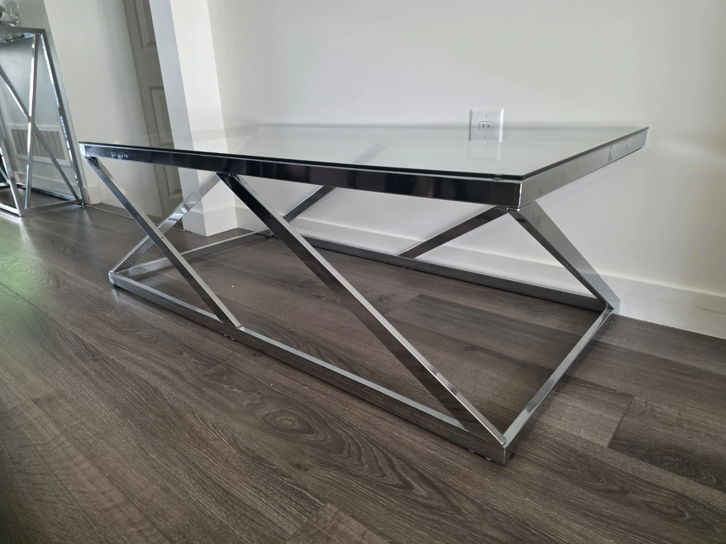 Modern Chrome and Glass Coffee Table