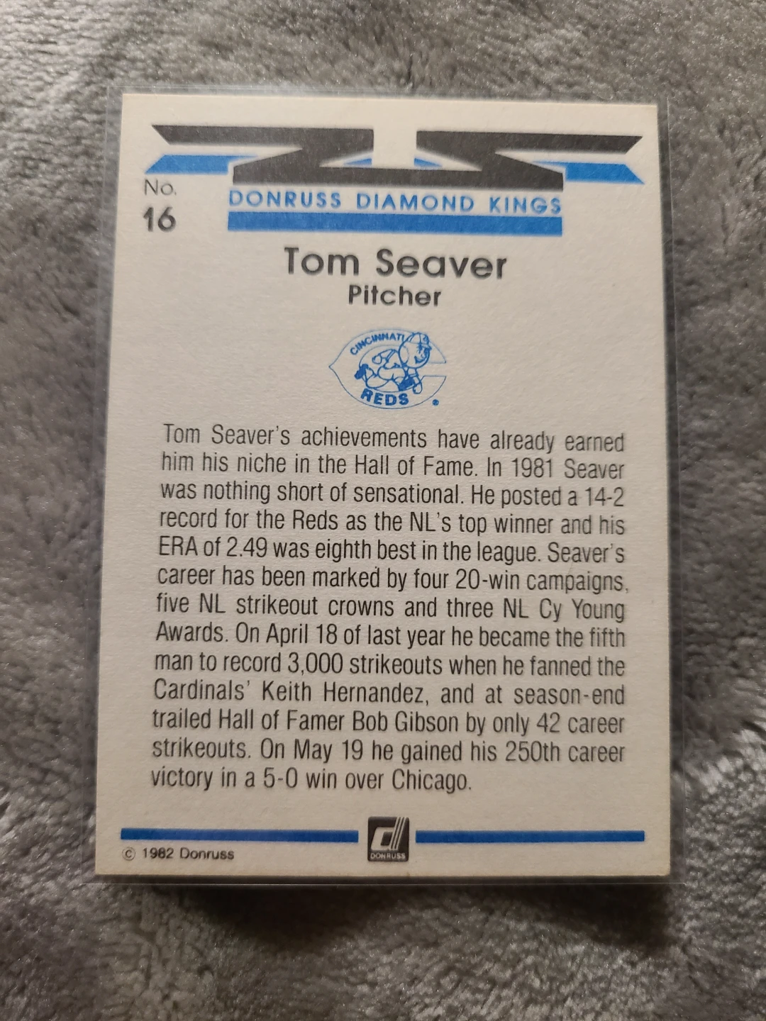 1982 Donruss Diamond Kings Tom Seaver Baseball Card - photo 2