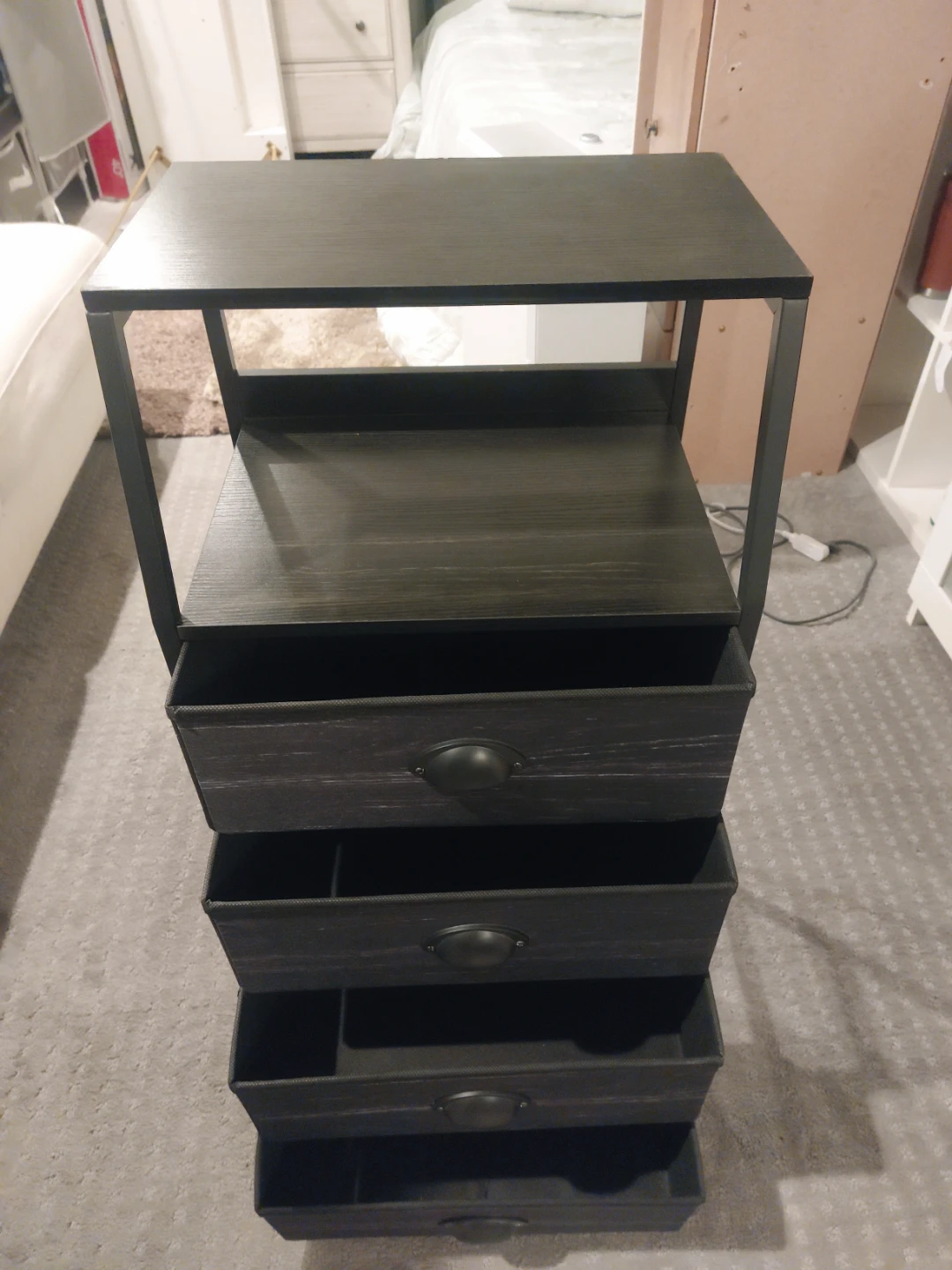 Black Metal and Wood 4-Drawer Storage Tower - photo 3