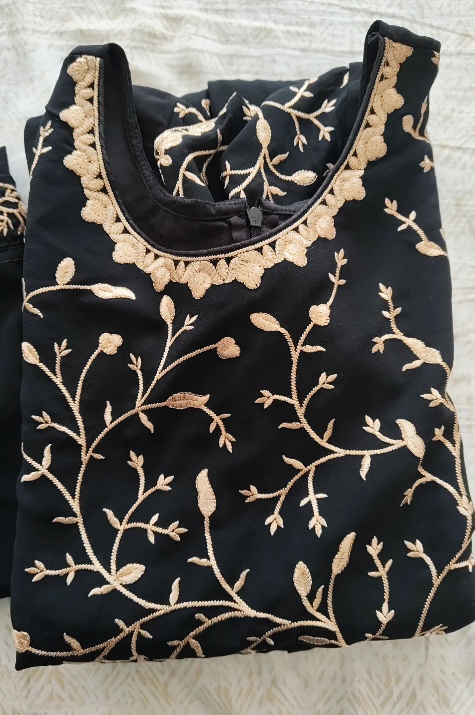Black and gold embroidered Anarkali dress