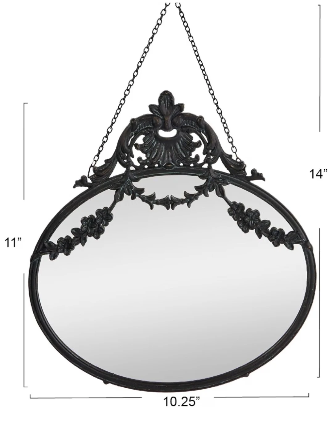 Creative Co-Op Vintage Pewter Framed Wall Mirror | Black - photo 3