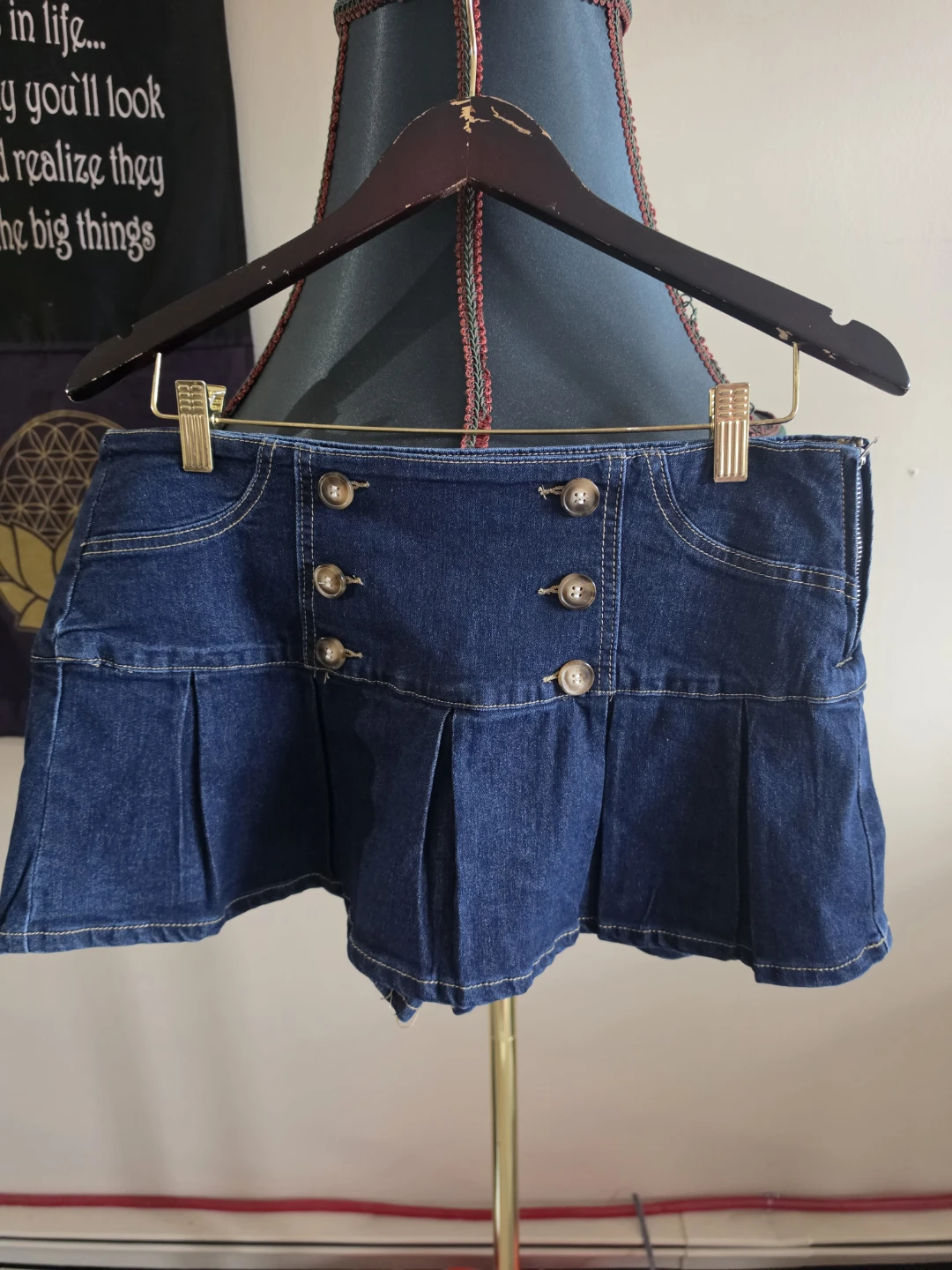Madden Denim Pleated Mini Skirt- L