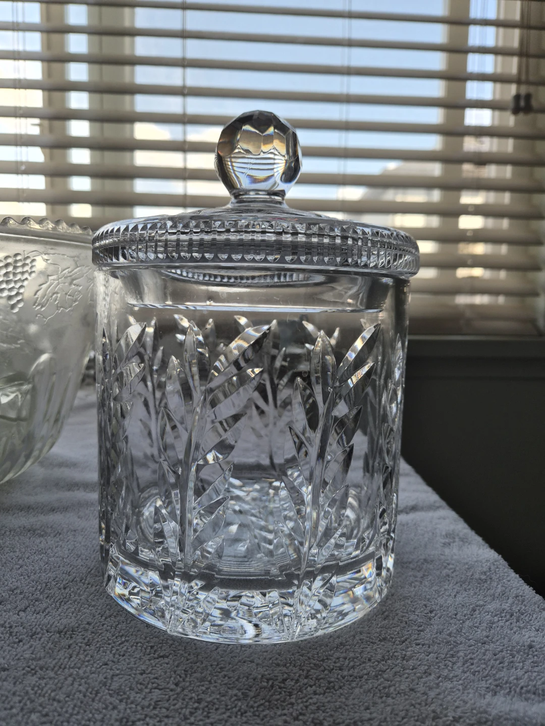 Clear Glass Cut Crystal Style Canister Jar