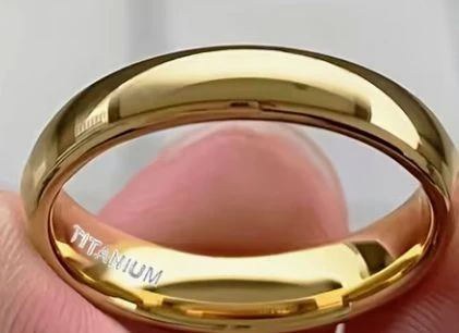 Size 9 Titanium Steel Band Ring 18k Gold Plated