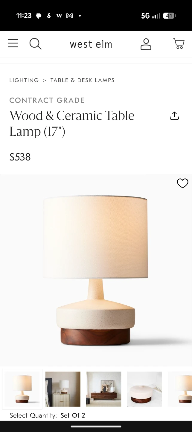 West Elm Wood & Ceramic Table Lamp (Set of 2) - photo 3