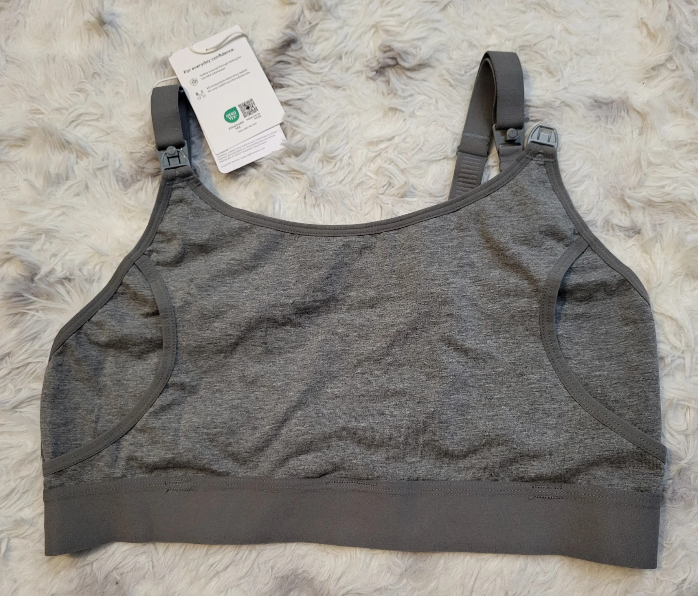 New Momcozy Nursing Bra - Grey - Medium
