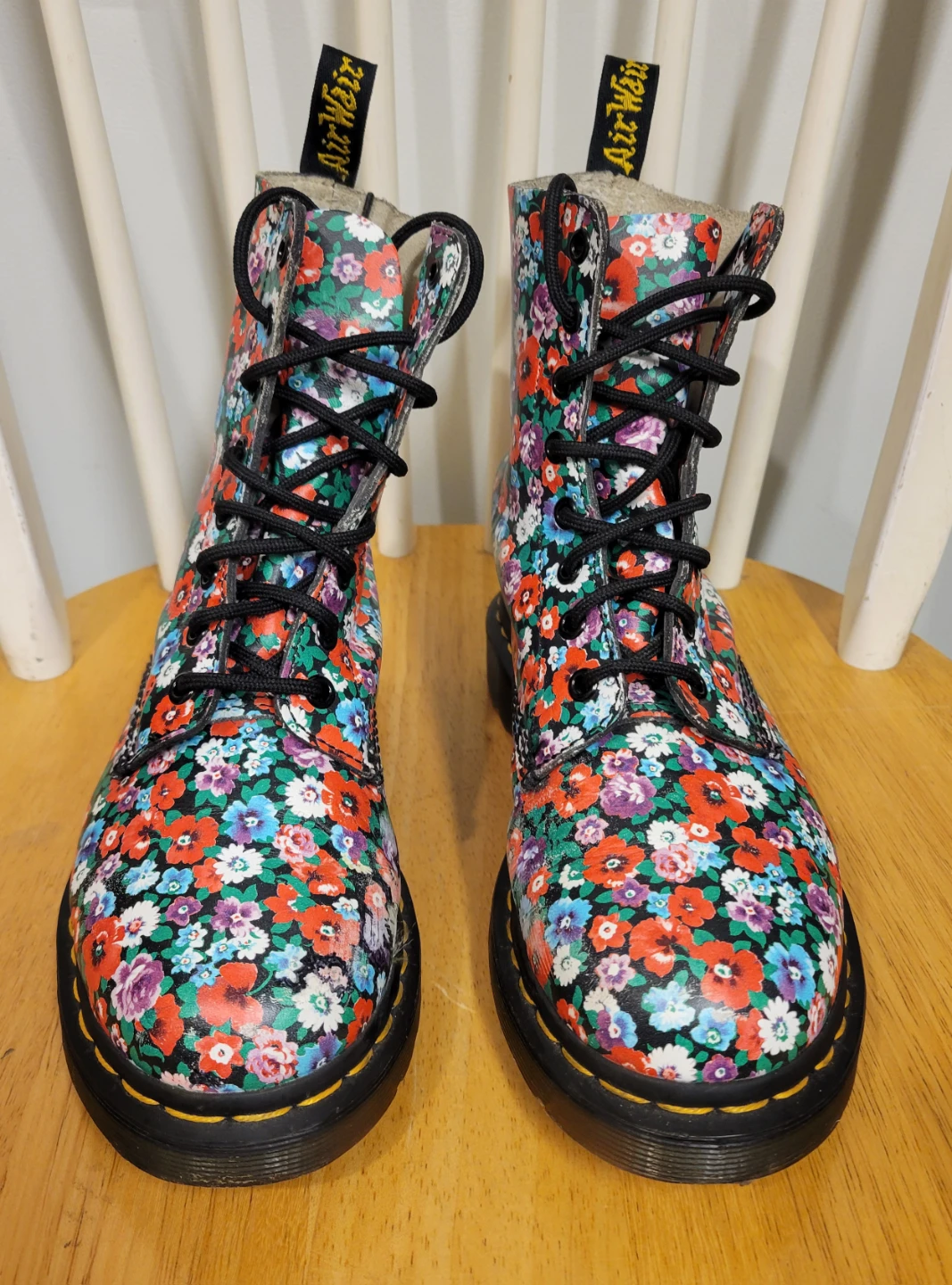 Dr. Martens Pascal Floral Flowers Women Leather Lace Boots Sz 8 - photo 3